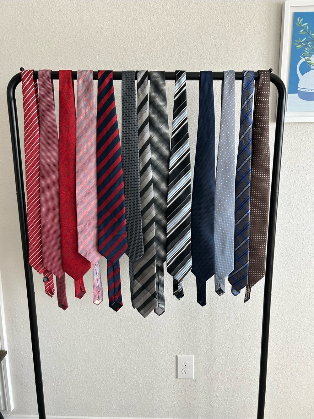 Assorted Men's Neckties - Red, Pink, Black, Gray, Blue, Brown